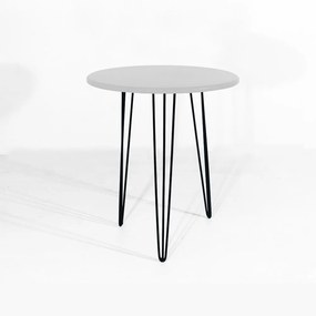 Mesa Lateral Decorativa Sandy Pés Hairpin Legs Preto Tampo Branco