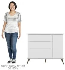 Cômoda Infantil 1 Porta 3 Gavetas 100% MDF Pés Retrô Mel Z39 Branco -