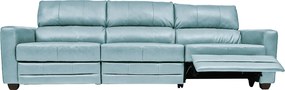 Sofá Sala de Cinema Elétrico Maldivas Reclinável Retrátil 4 Lugares 281cm Couro Azul Celeste G40 - Gran Belo