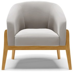 Poltrona com Puff Base de Madeira Stella Veludo D03 - D'Rossi - Cinza