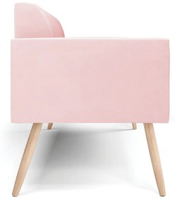 Sofá Namoradeira Pés Palito Natural Marisa Suede D03 - D'Rossi - Rosa Bebê
