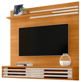 Painel TV 55 Pol 136cm Bancada Suspensa para Sala Briven M20 - D'Rossi - Cinamomo e Off White