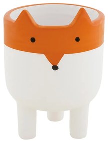 Cachepot "Raposa" Branco E Laranja em Cerâmica 15x10 cm - D'Rossi