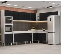 Armário de Cozinha Modulada de Canto 8 Peças CP07 Balcão Branco/Preto