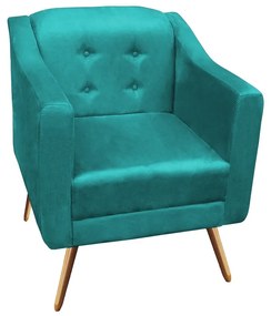 Kit Namoradeira + 2 Poltronas Bruna Pé Palito Suede Azul Tiffany