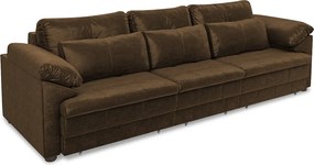 Sofá Retrátil Manual Sala de Estar Nolan Bipartido 297cm Conforto Premium em Couro Marrom Chocolate Manchado G58 - Gran Belo