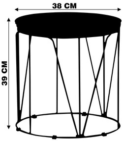 Mesa de Canto Decorativa Solimões Base Preta G41 - Gran Belo