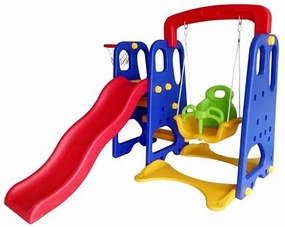 Playground Infantil 3x1 Crianças com Escorregador e Balanço Azul/Vermelho/Amarelo G31 - Importway