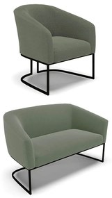 Sofá Namoradeira e Poltrona Industrial Preto Stella Bouclê D03 - D'Rossi - Verde Pistache