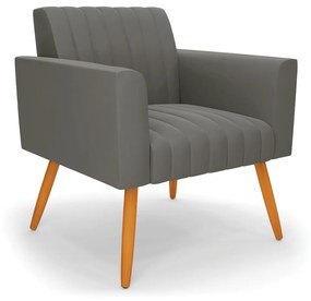 Poltrona Viena Gomada Suede Pés Palito Castanho D03 - D'Rossi - Grafite