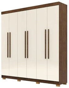 Guarda Roupa Elegance 6 Portas Imbuia/Champanhe - Vila Rica Móveis