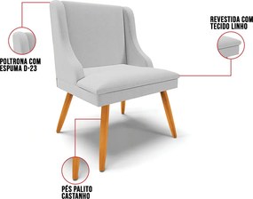 Cadeira de Jantar Liz Linho Pés Palito Castanho D03 - D'Rossi - A05 Cinza
