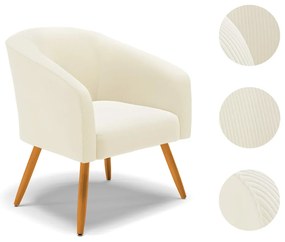 Poltrona Decorativa Pé Palito Castanho Kit 2 Stella Cotelê Int/Veludo D03 - D'Rossi - Off White