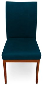 Conjunto 4 Cadeiras Raquel para Sala de Jantar Base de Eucalipto Suede Azul Marinho