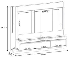 Home Theater Decorativo Punk para TV até 75" com LED Off White/Cinamomo G26 - Gran Belo