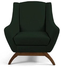 Kit 02 Poltronas Decorativas Sala de Estar Base de Madeira Naomi Veludo Verde Musgo G15 - Gran Belo