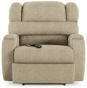 Poltrona do Papai Sala de Cinema Reclinável Kylie Controle Power Elétrico USB Linho Bege G23