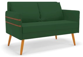 Namoradeira 02 Lugares Mari Veludo Pés Palito Castanho - D'Rossi - Verde