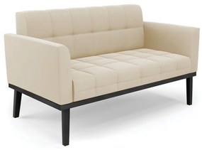 Sofá Namoradeira e Poltrona Base de Madeira Preto Elisa Suede D03 - D'Rossi - Bege