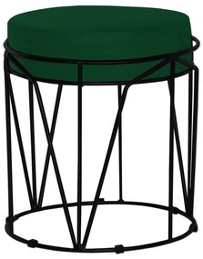 Puff Decorativo Sala de Estar Base Preto Chloe Suede Verde G41 - Gran Belo