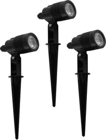 Kit 3 Espetos Led Abs Preto 3w 38° 3000k Ip65 Optical