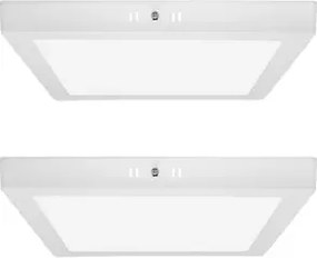 Kit 2 Plafons LED Sobrepor Quadrado 18W Branco Fosco 22,5Cm