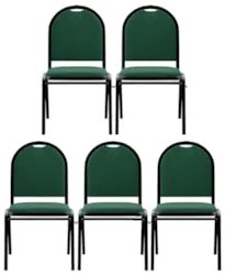 Kit 5 Cadeiras Hoteleiras Auditório Empilhável Linho Z33 Verde - Mpoze