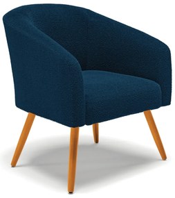 Poltrona Decorativa Pé Palito Castanho Stella Bouclê D03 - D'Rossi - Azul