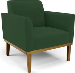 Poltrona Decorativa Isabella Pés Fixo em Madeira Castanho Veludo Verde Esmeralda G19 - Gran Belo