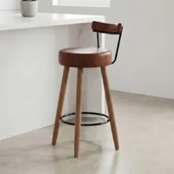 Banqueta Alta Estofada Pés Palito Tília Sintético Café S08  - Mpozenat