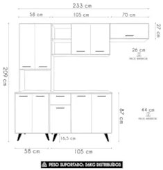 Cozinha Compacta Amélia Freijó UV/Ripado/Off Acetinado Z44  - Mpozenat