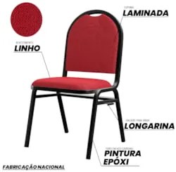 Kit 8 Cadeiras Hoteleiras Auditório Empilhável Linho Z33 Vermelho - Mp
