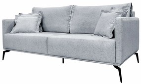 Sofá Decorativo 3 Lugares 200cm Pés em Aço Stagno Linho Cinza Rústico G63 - Gran Belo