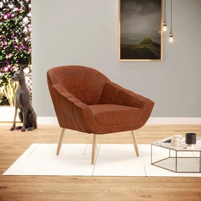 Poltrona Giovana Corano Nozes Pés Palito Natural - Indo Decorar