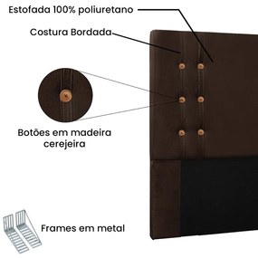 Cabeceira Cama Box Casal Queen 160cm Gênova Suede Café - Sheep Estofados - Marrom