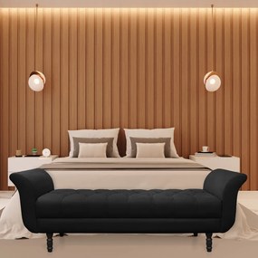 Recamier Olinda Suede 160 cm Pés Torneados Tabaco - D'Rossi - Preto