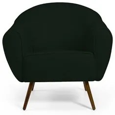 Kit 02 Poltronas Decorativas Nina Pés Palito Madeira C-117 Linho Verde