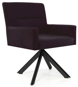 Poltrona Angel Veludo Roxo Grape B-292 Base Giratória Eiffel Preto - D'Rossi