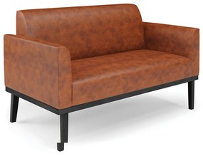 Poltrona Namoradeira Decorativa Isabella Pés Fixo em Madeira Preto PU Nozes G19 - Gran Belo