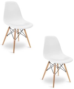 Cadeira Sala de Jantar kit2 Eiffel Eames Base Madeira Branco R02 - D'Rossi