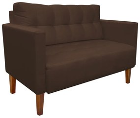 Kit 1 Sofá Namoradeira e 2 Poltronas Livia Suede Marrom Pés Chanfrado Castanho - D'Rossi