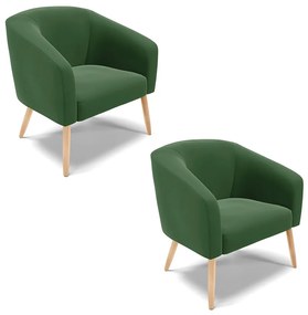 Poltrona Decorativa Pé Palito Natural Kit 2 Stella Suede Verde D03 - D'Rossi