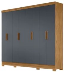 Guarda Roupa Casal 8 Portas 4 Gavetas 236cm Ágata Z17 Freijó/Cinza - M
