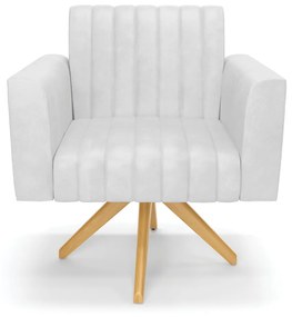 Kit 2 Poltronas Giratória Viena Gomada Corano Base de Madeira MA30 - D'Rossi - Branco