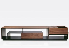Rack Lorien Mini Bar Nogueira e Preto Acetinado 200cm - 78746 Sun House