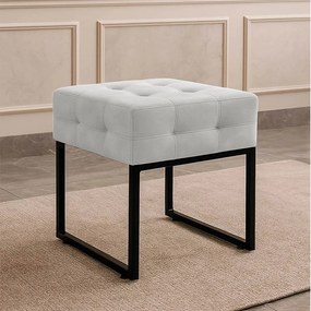 Puff Sala Decorativo Quadrado Industrial Elisa Veludo D03 - D'Rossi - Cinza