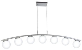 Pendente Retangular Curvo Com Globinho 112X13X25Cm 7 X G9 Metal E Glob... (GRAFITE / CROMADO)
