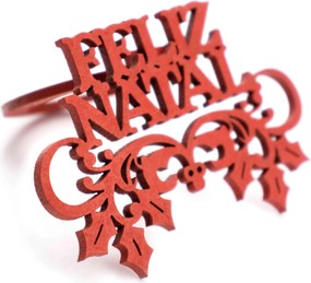 Porta Guardanapo Feliz Natal MDF Vermelho 5x8cm - D'Rossi