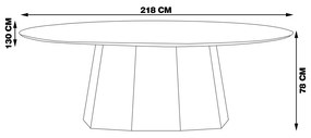 Mesa Sala de Jantar 8 Lugares 218cm Tampo Oval Talocan Nogueira G13 - Gran Belo