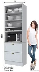 Paneleiro Torre Quente 2 Portas 1 Nicho para Forno 100% MDF Americana